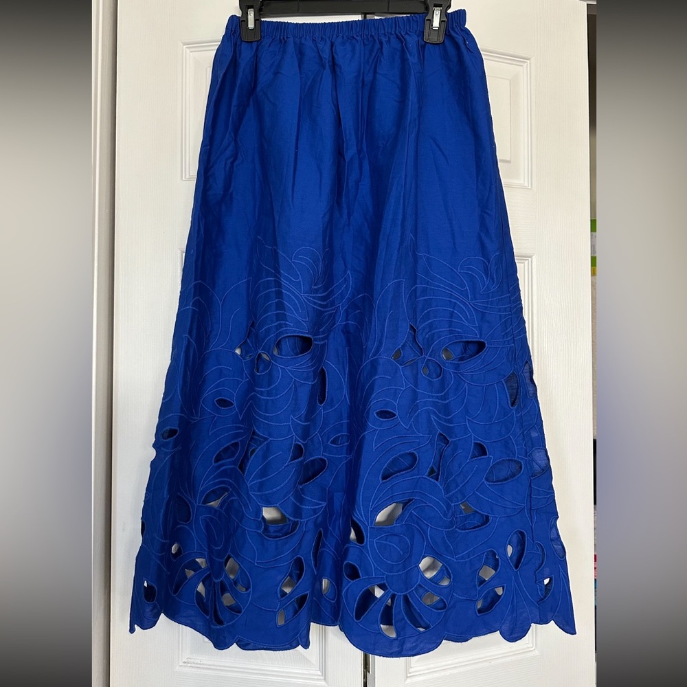 H&M embroidered midi skirt